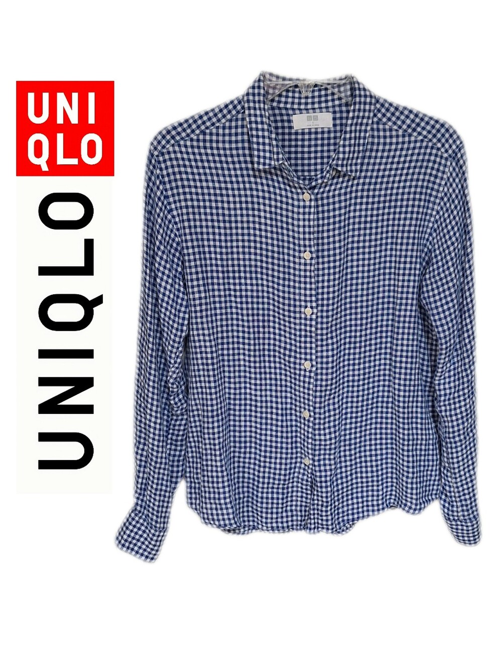 Uniqlo Gingham Shirt Button-Down Long Sleeves S